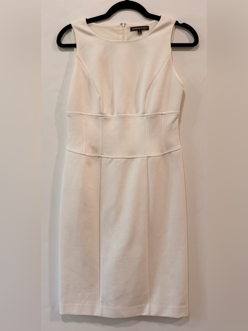 Adrienne Vittadini Cream Off-White Sleeveless Ponte Knit Sheath Dress Size 4